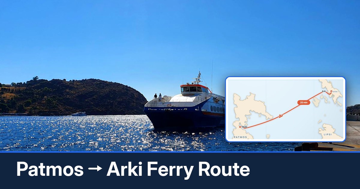 Patmos to Arki ferry route summary