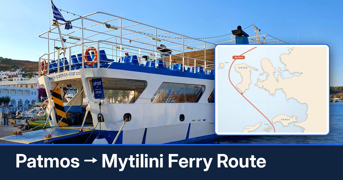 Patmos to Mytilini ferry route summary