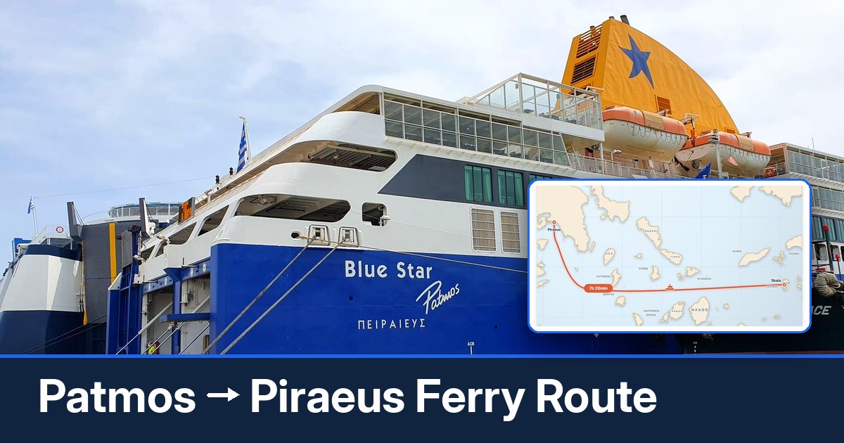 Patmos to Piraeus ferry route summary