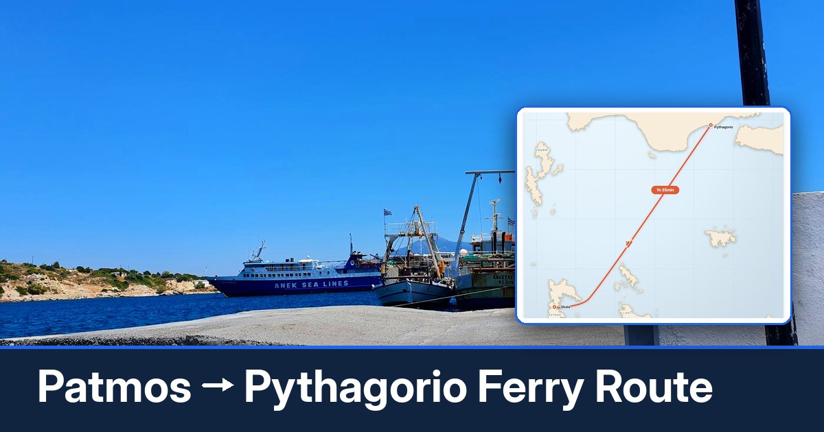 Patmos to Pythagorio ferry route summary