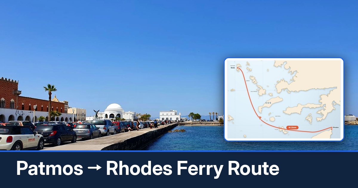 Patmos to Rhodes ferry route summary