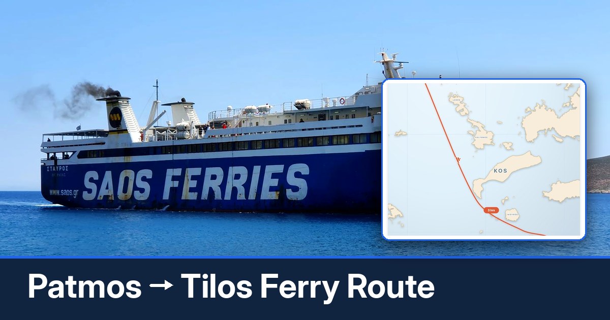 Patmos to Tilos ferry route summary
