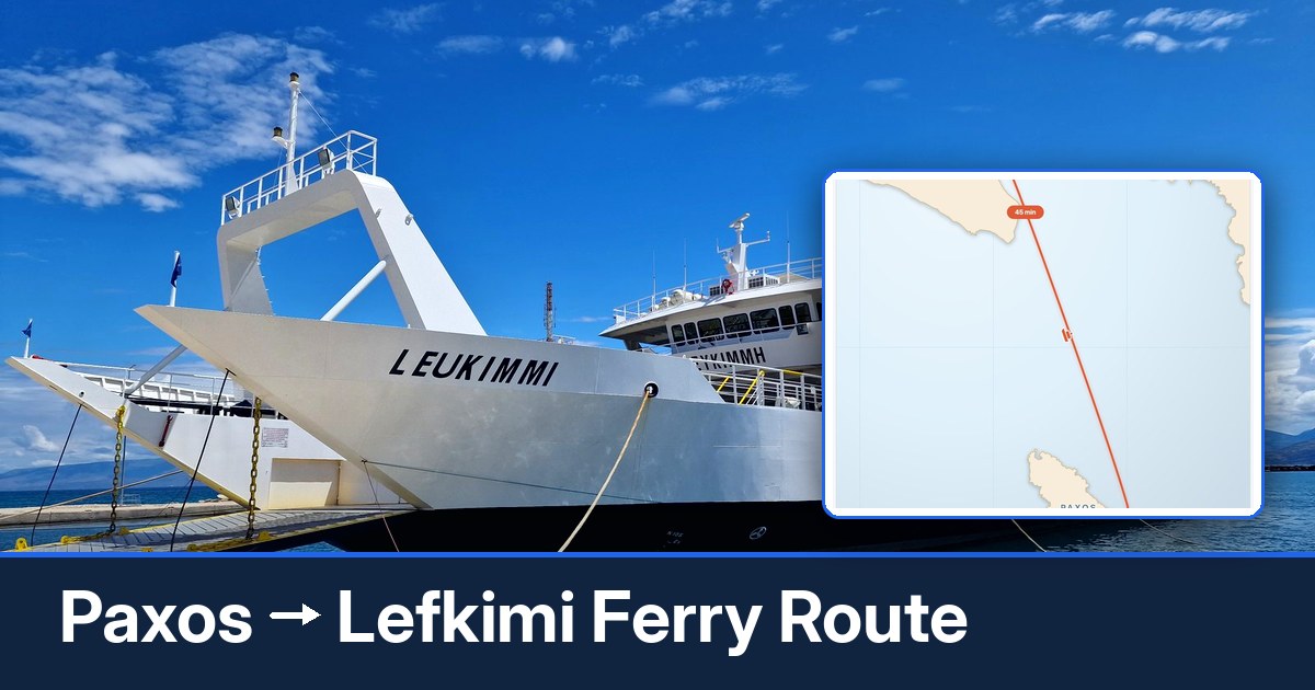 Paxos to Lefkimi ferry route summary
