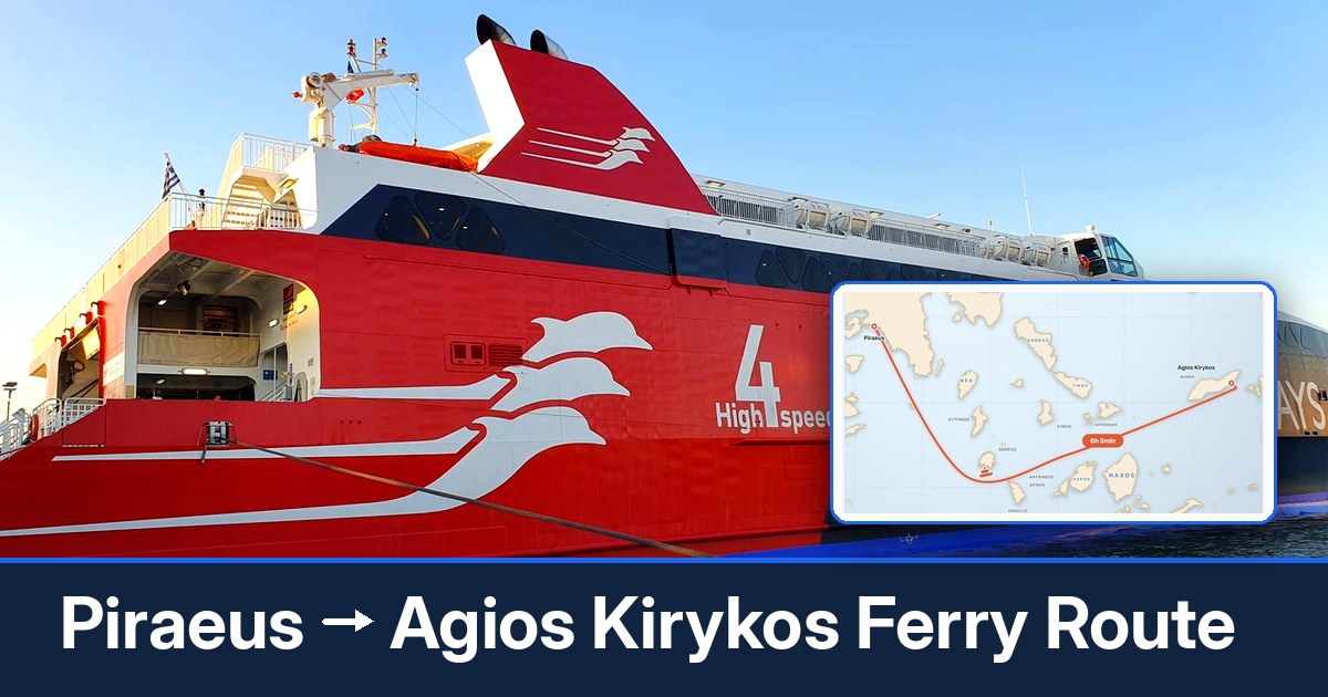 Piraeus to Agios Kirykos ferry route summary