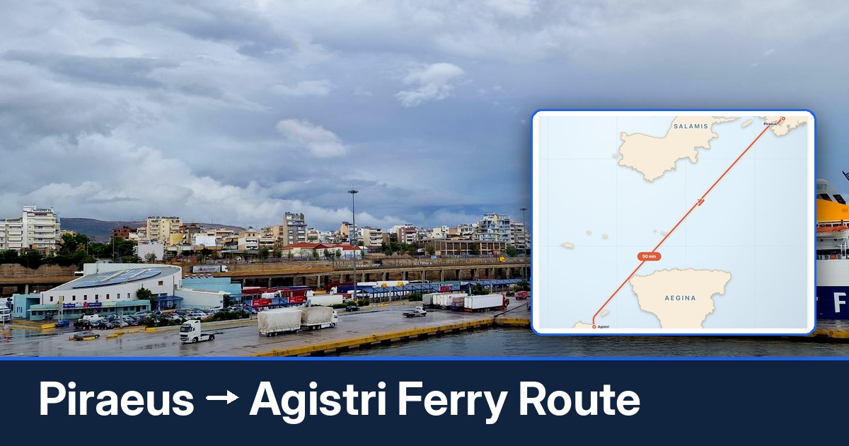 Piraeus to Agistri ferry route summary