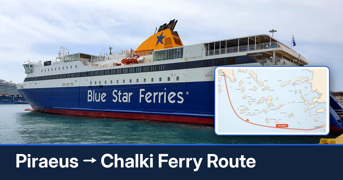 Piraeus to Chalki ferry route summary