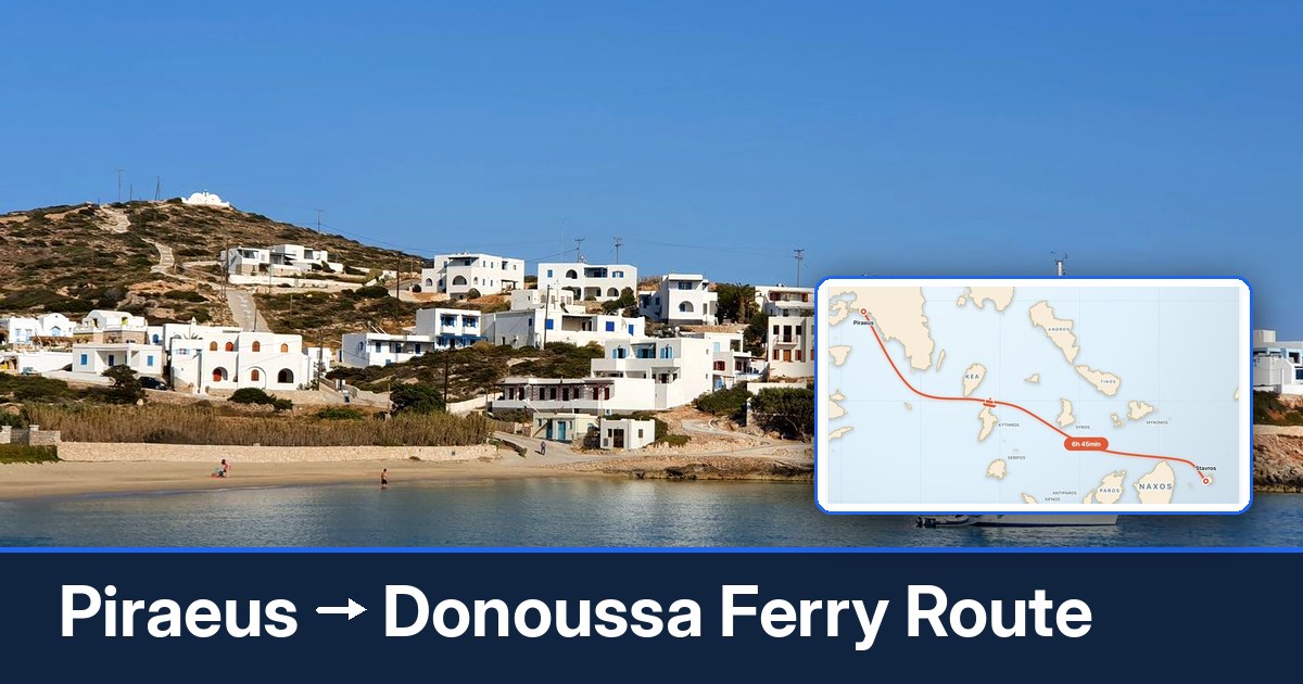 Piraeus to Donoussa ferry route summary