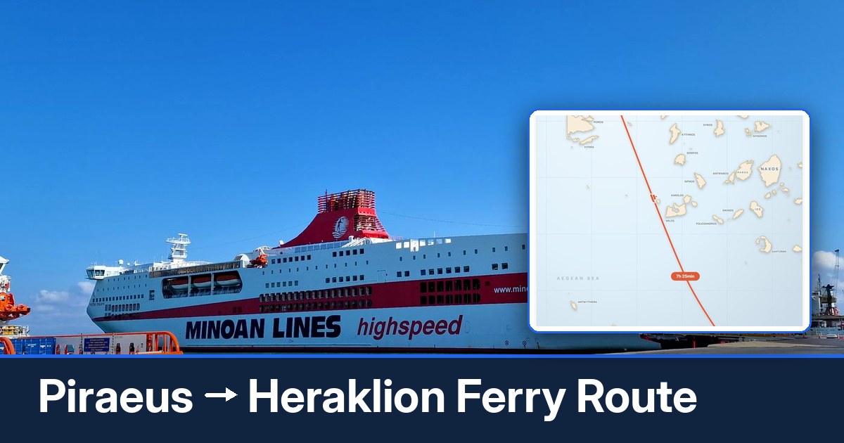 Piraeus to Heraklion ferry route summary