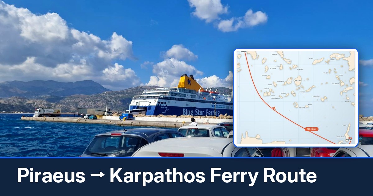 Piraeus to Karpathos ferry route summary