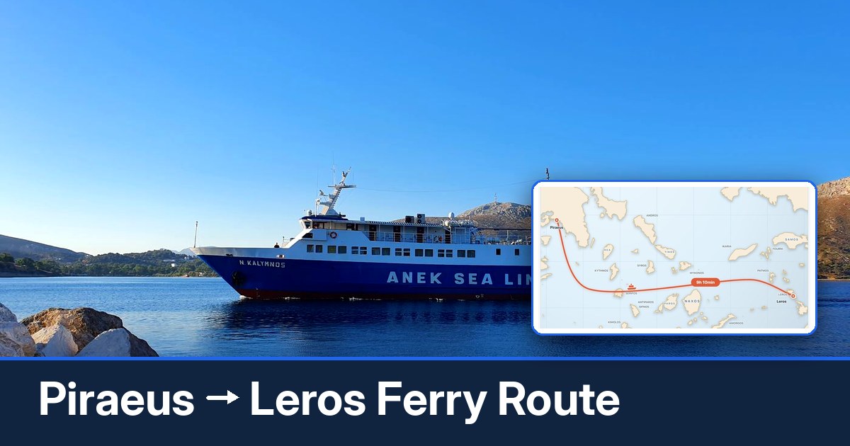 Piraeus to Leros ferry route summary
