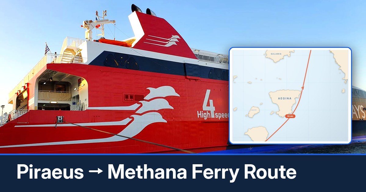 Piraeus to Methana ferry route summary