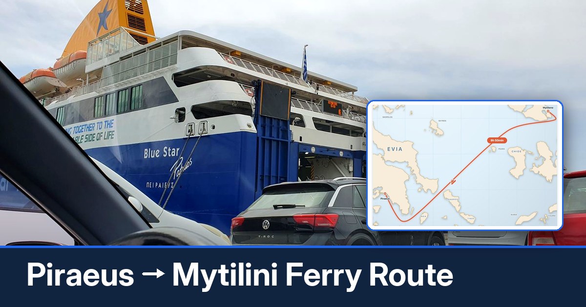 Piraeus to Mytilini ferry route summary