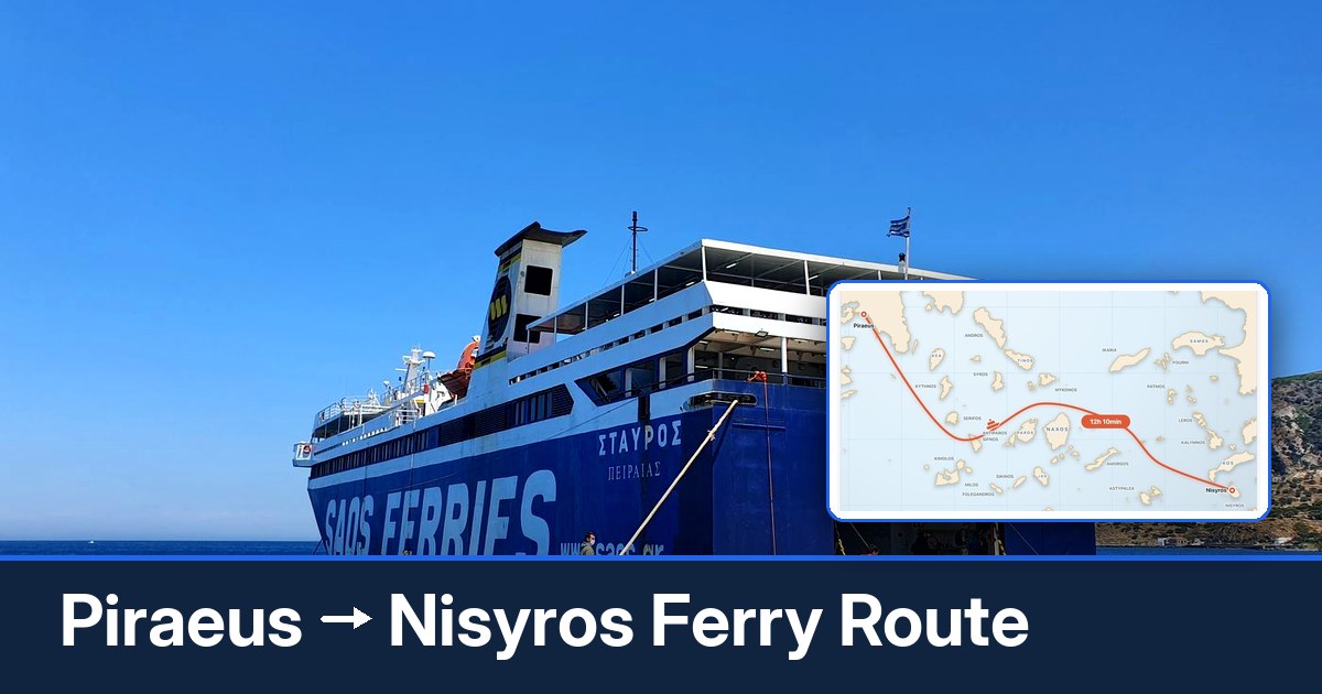 Piraeus to Nisyros ferry route summary