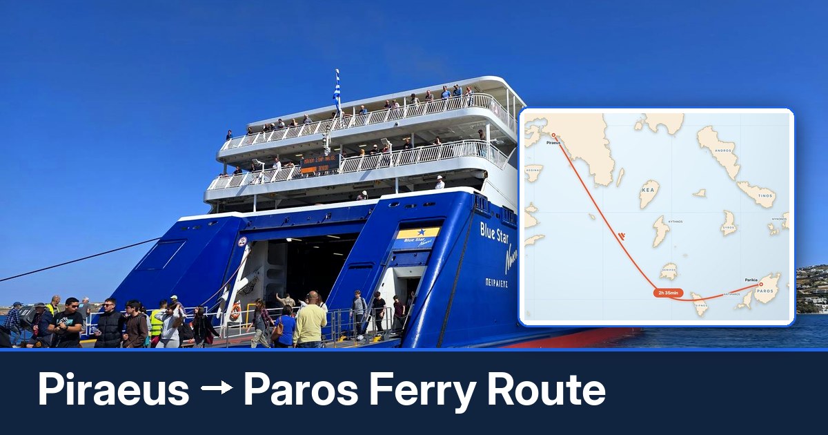 Piraeus to Paros ferry route summary