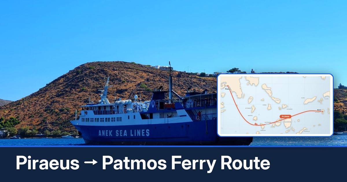 Piraeus to Patmos ferry route summary