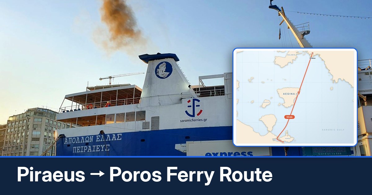 Piraeus to Poros ferry route summary