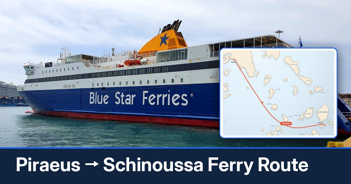 Piraeus to Schinoussa ferry route summary