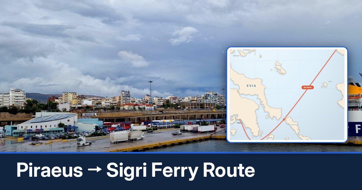 Piraeus to Sigri ferry route summary