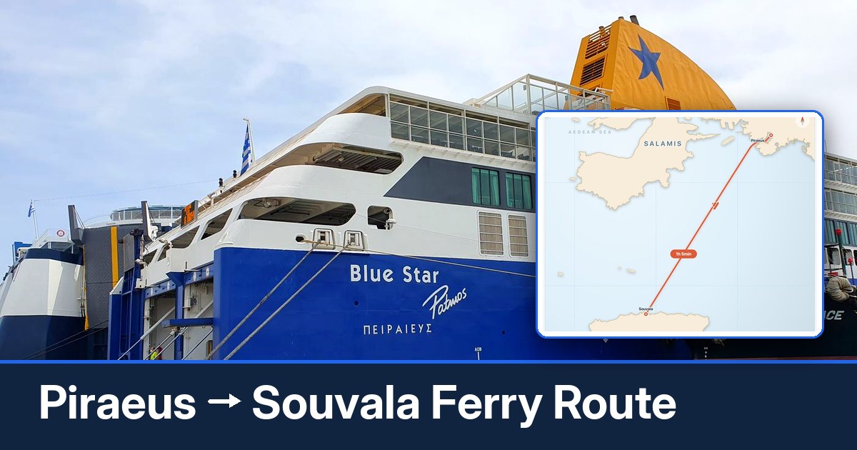 Piraeus to Souvala ferry route summary