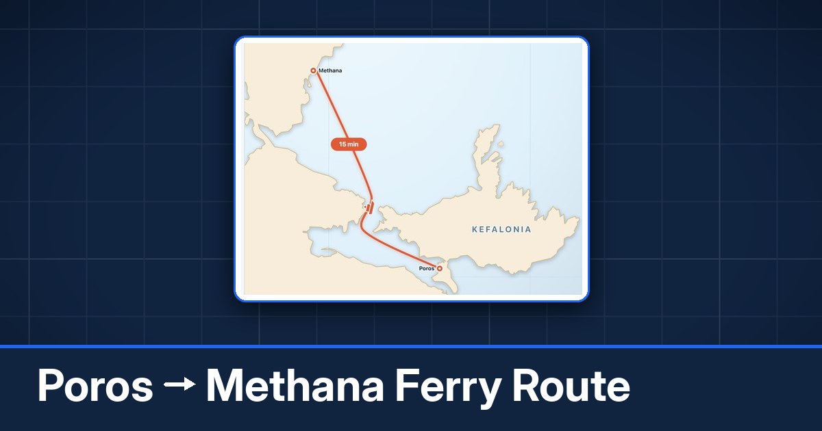 Poros to Methana ferry route summary