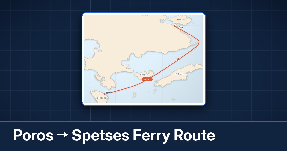 Poros to Spetses ferry route summary