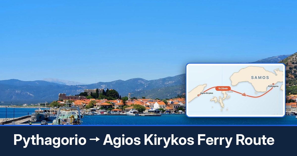 Pythagorio to Agios Kirykos ferry route summary