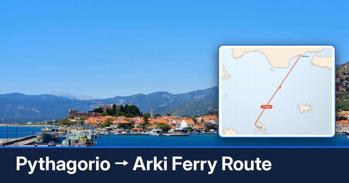 Pythagorio to Arki ferry route summary