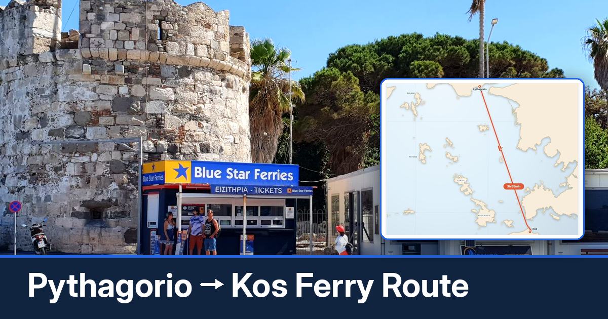 Pythagorio to Kos ferry route summary