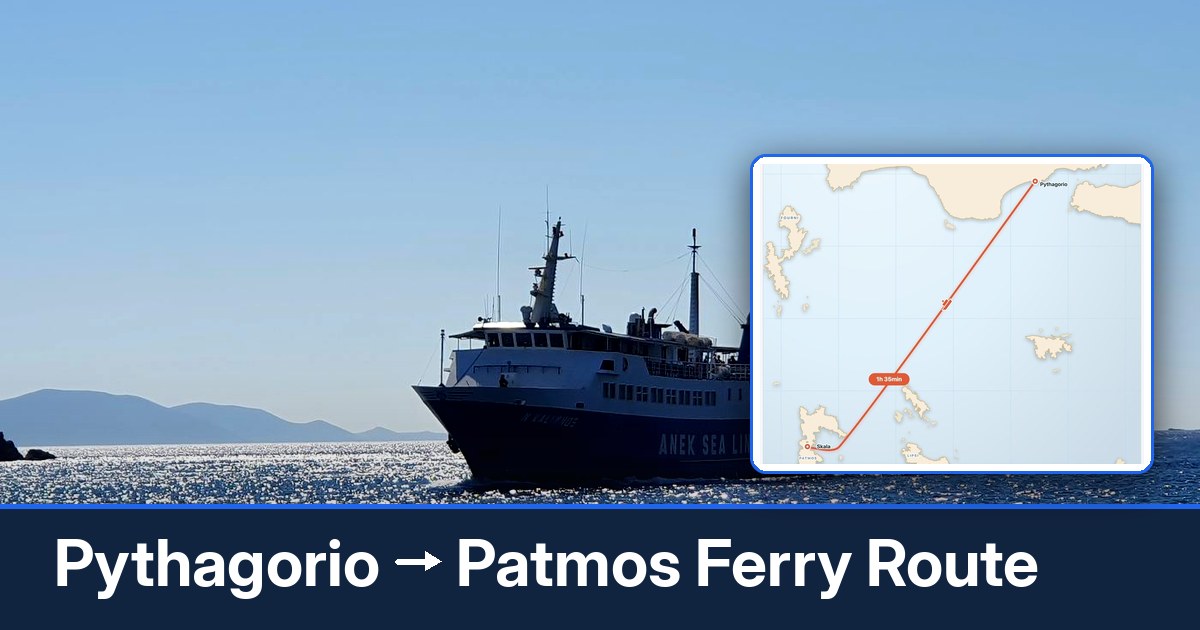 Pythagorio to Patmos ferry route summary