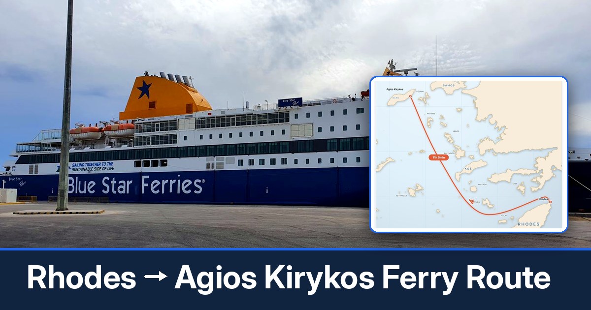 Rhodes to Agios Kirykos ferry route summary