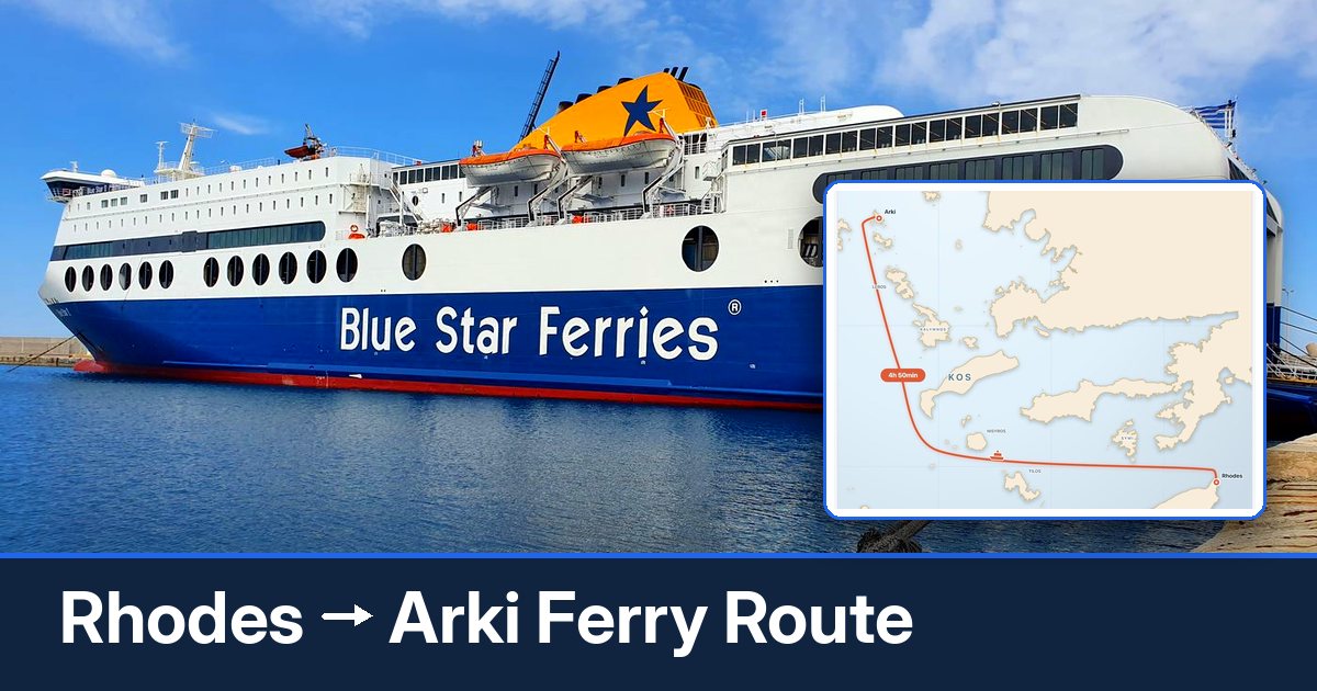 Rhodes to Arki ferry route summary