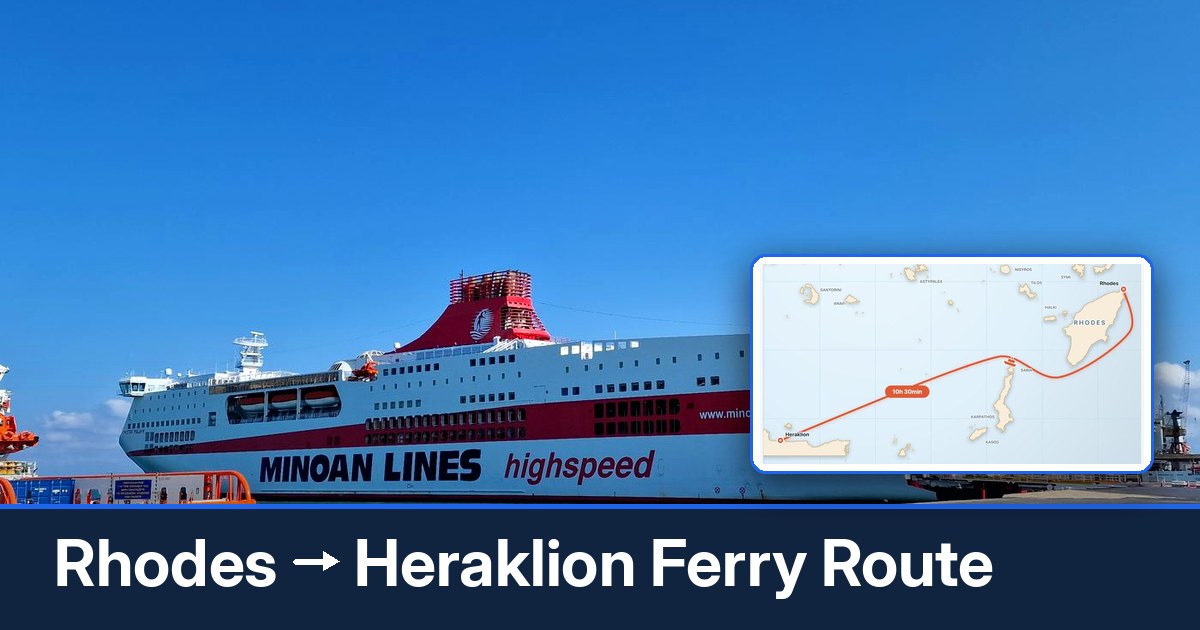 Rhodes to Heraklion ferry route summary