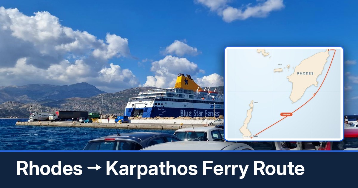 Rhodes to Karpathos ferry route summary