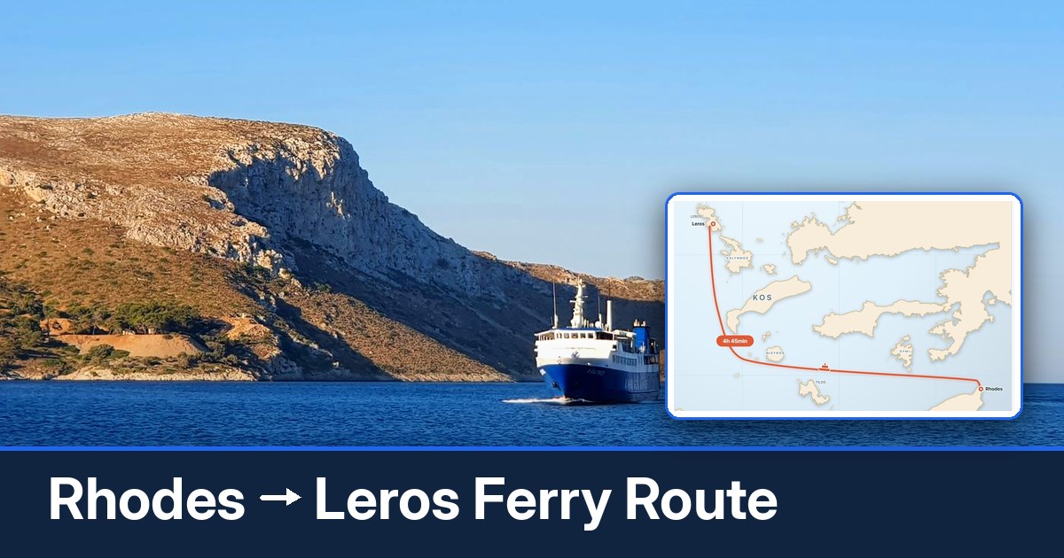 Rhodes to Leros ferry route summary