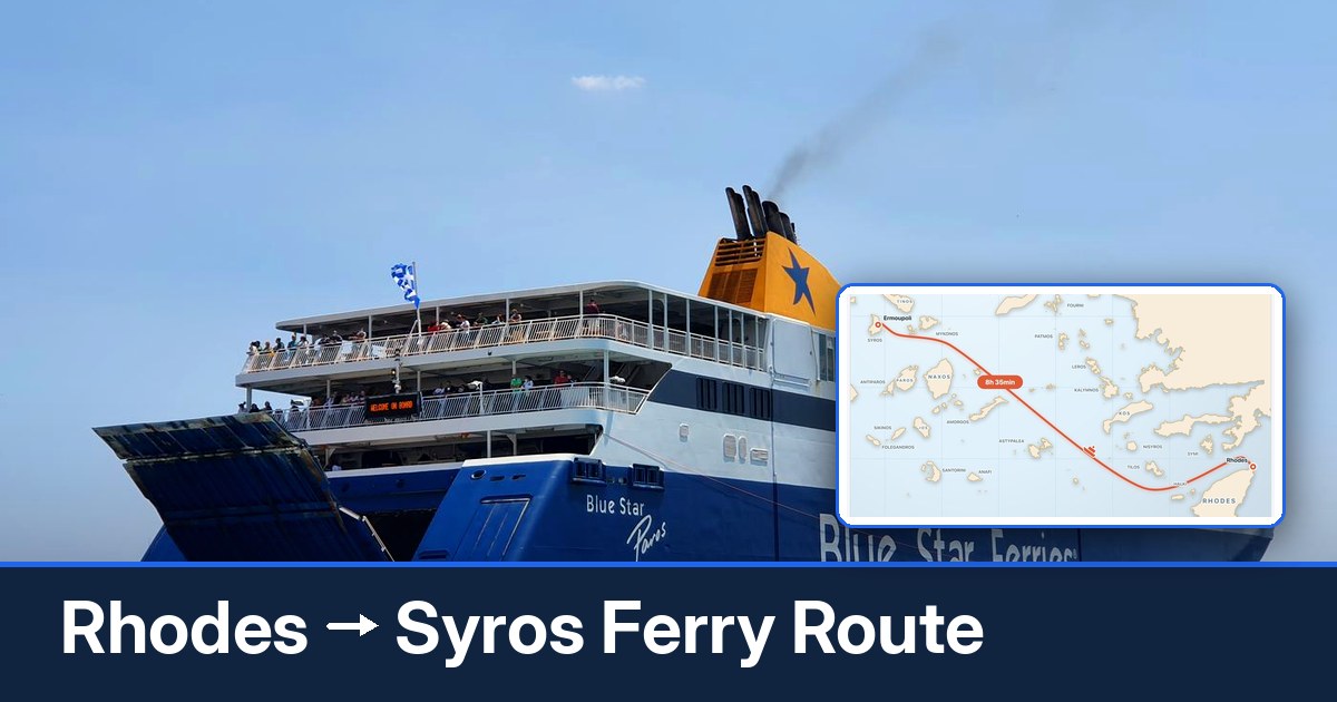 Rhodes to Syros ferry route summary