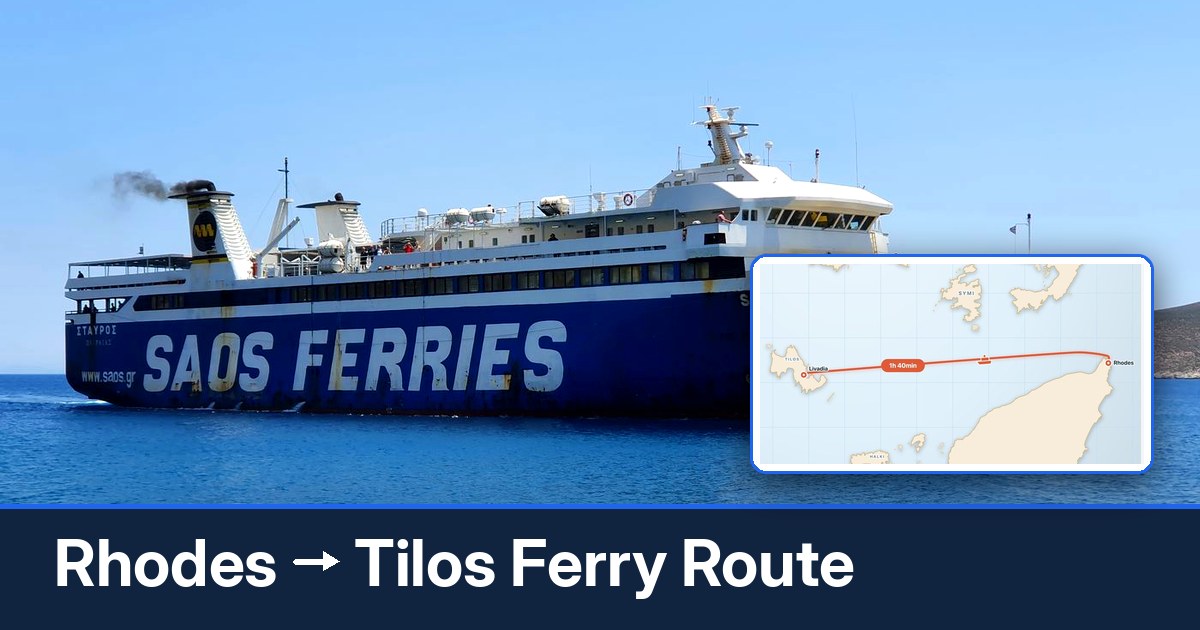 Rhodes to Tilos ferry route summary