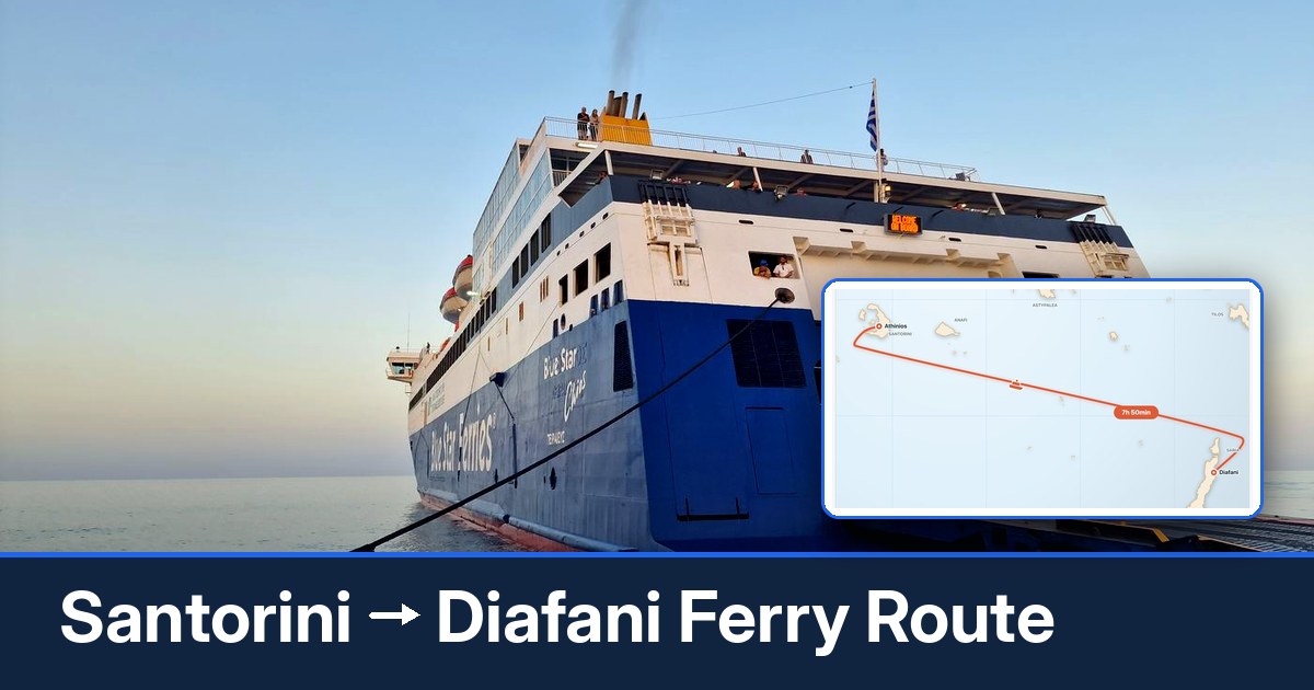 Santorini to Diafani ferry route summary