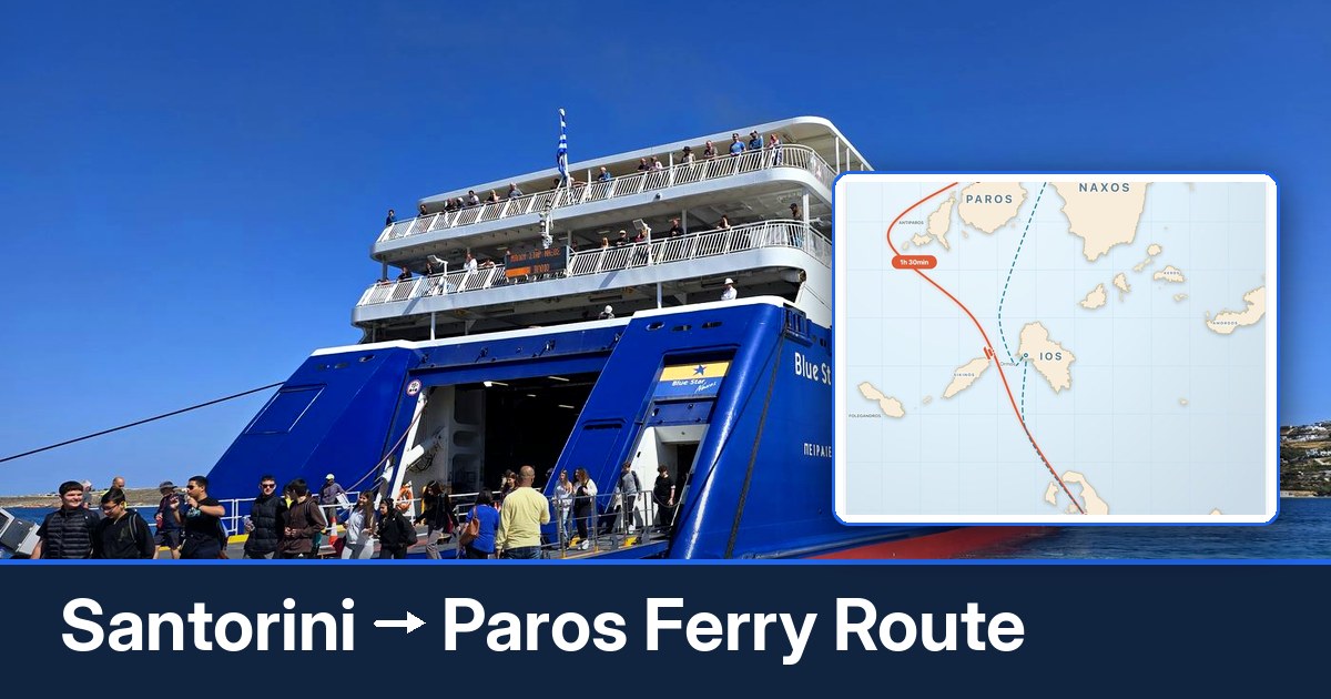Santorini to Paros ferry route summary