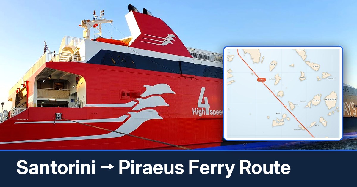 Santorini to Piraeus ferry route summary