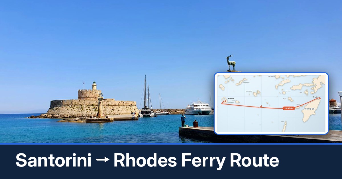 Santorini to Rhodes ferry route summary