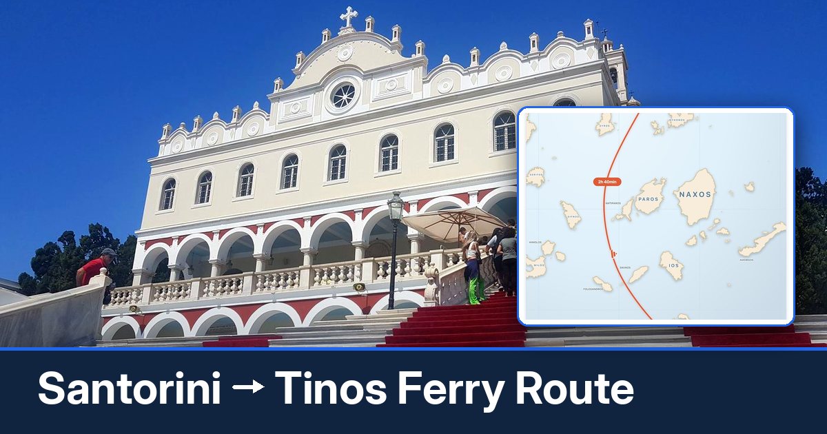 Santorini to Tinos ferry route summary
