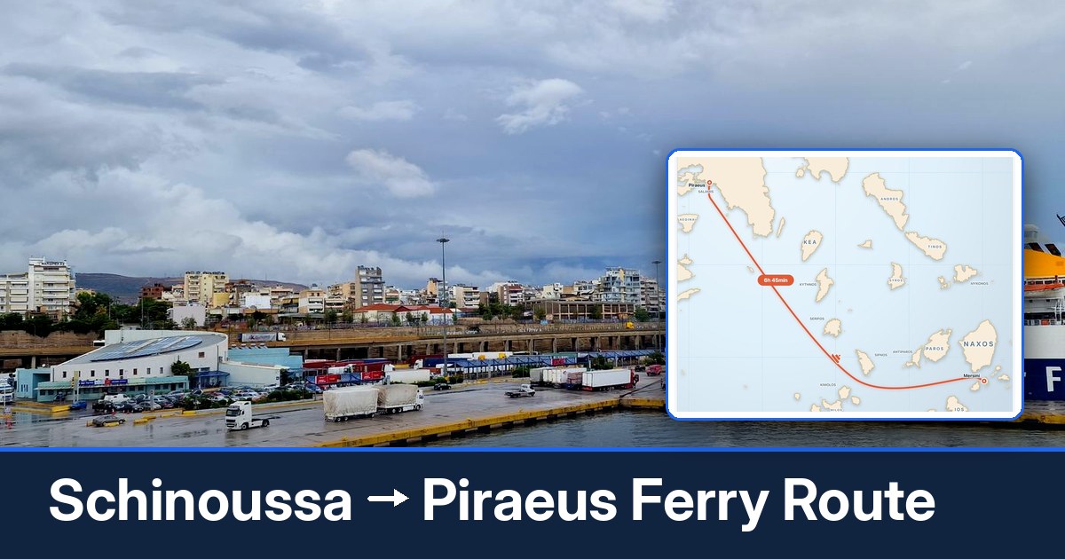 Schinoussa to Piraeus ferry route summary