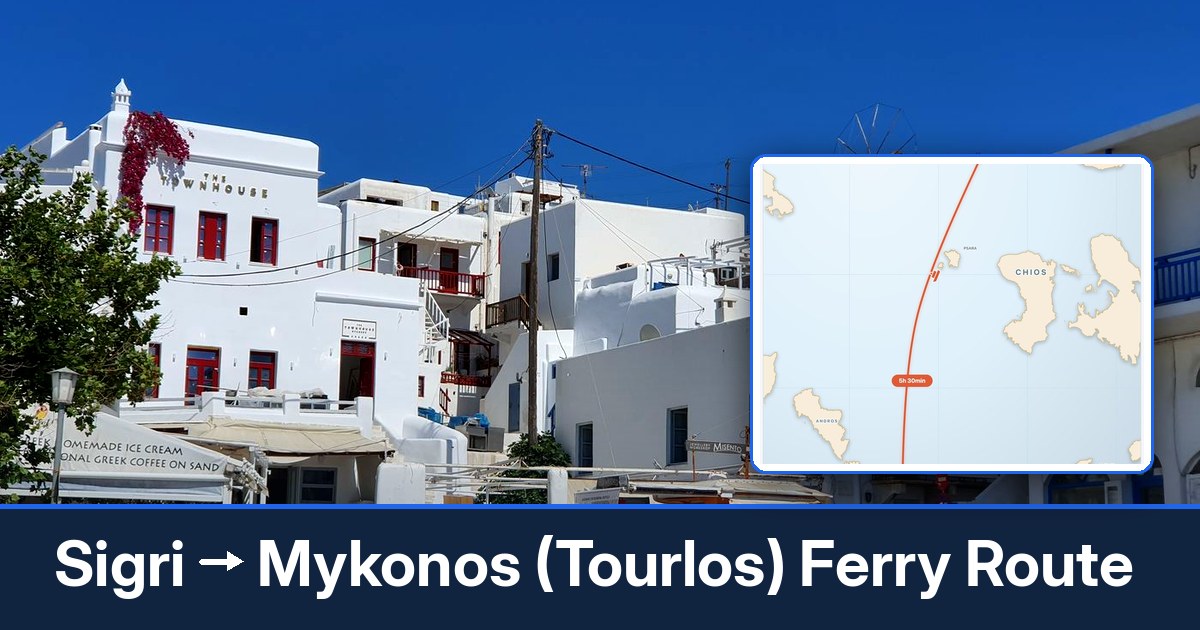 Sigri to Mykonos (Tourlos) ferry route summary