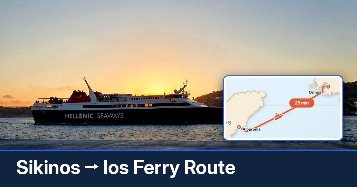 Sikinos to Ios ferry route summary