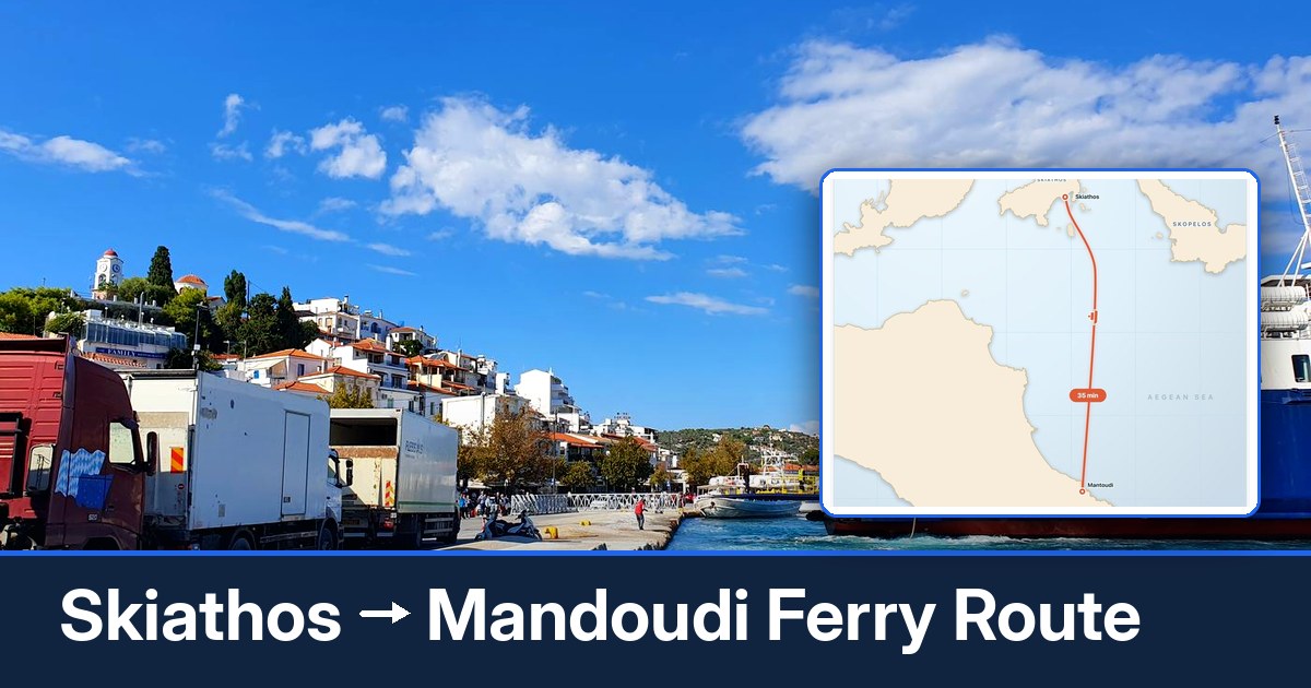Skiathos to Mandoudi ferry route summary