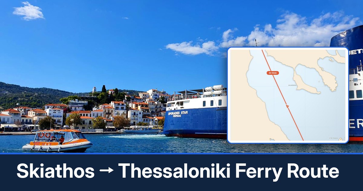 Skiathos to Thessaloniki ferry route summary