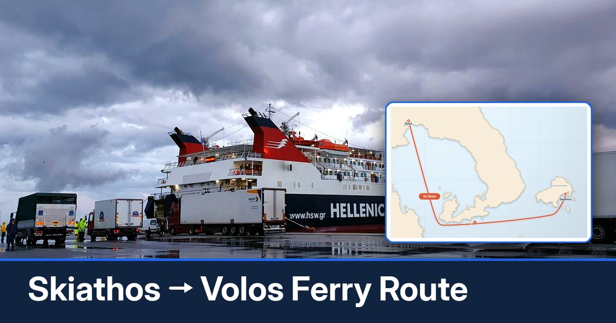 Skiathos to Volos ferry route summary