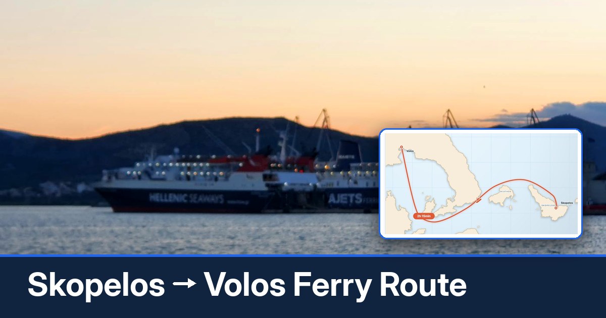Skopelos to Volos ferry route summary