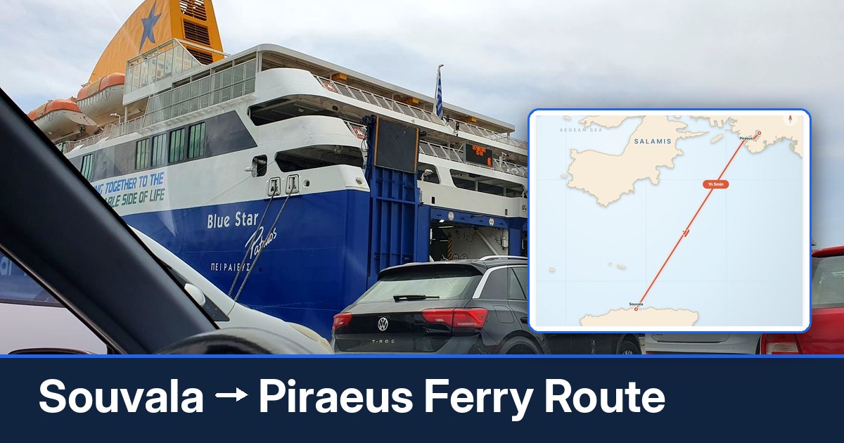 Souvala to Piraeus ferry route summary