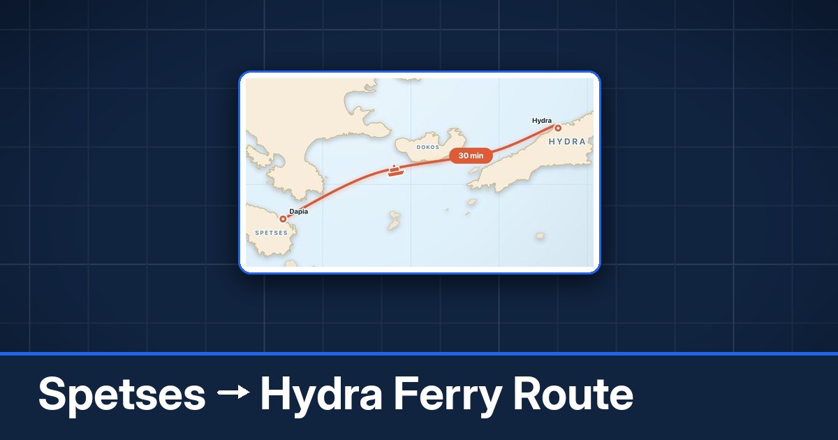 Spetses to Hydra ferry route summary